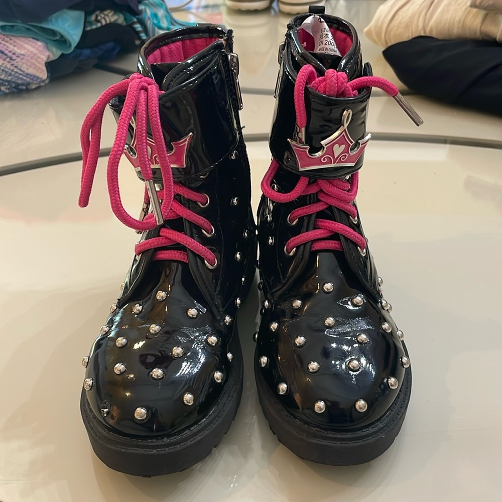 Disney girls bedazzled combat boots. Size 13. House worn. Gently used.